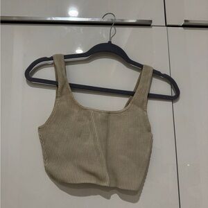 Aritzia Cream Ribbed Tank Top